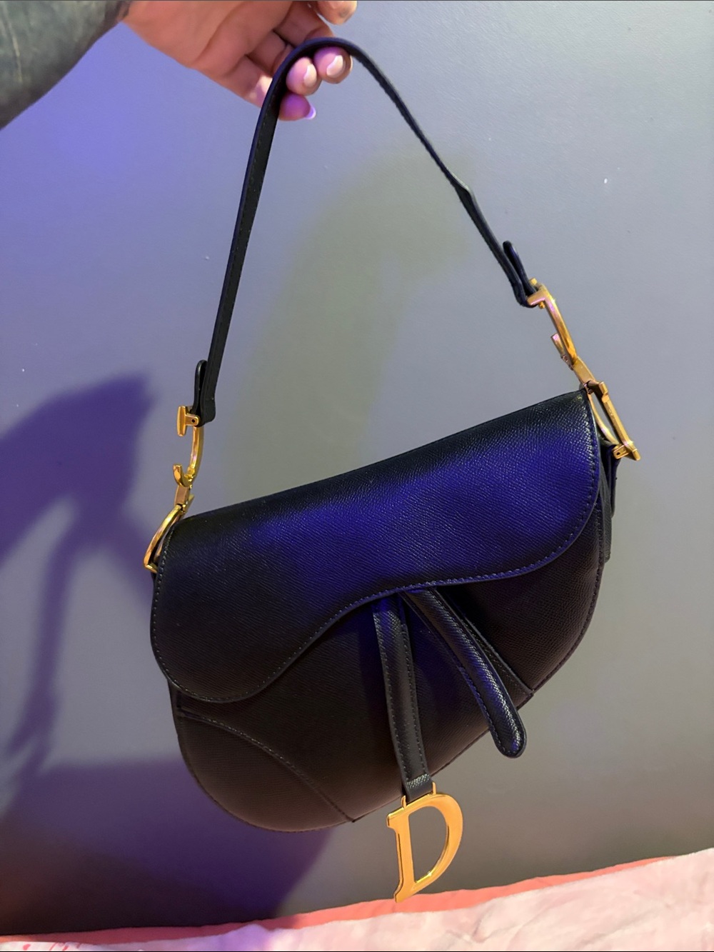 Dior Black Saddle Shoulder Bag with Gold Hardware - Picture 5 of 7